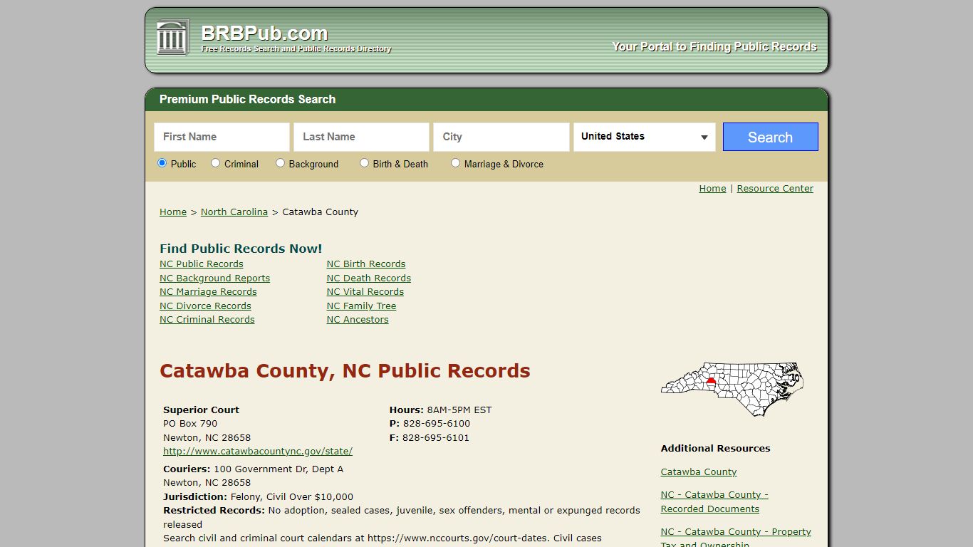 Catawba County, NC Public Records - BRB Pub