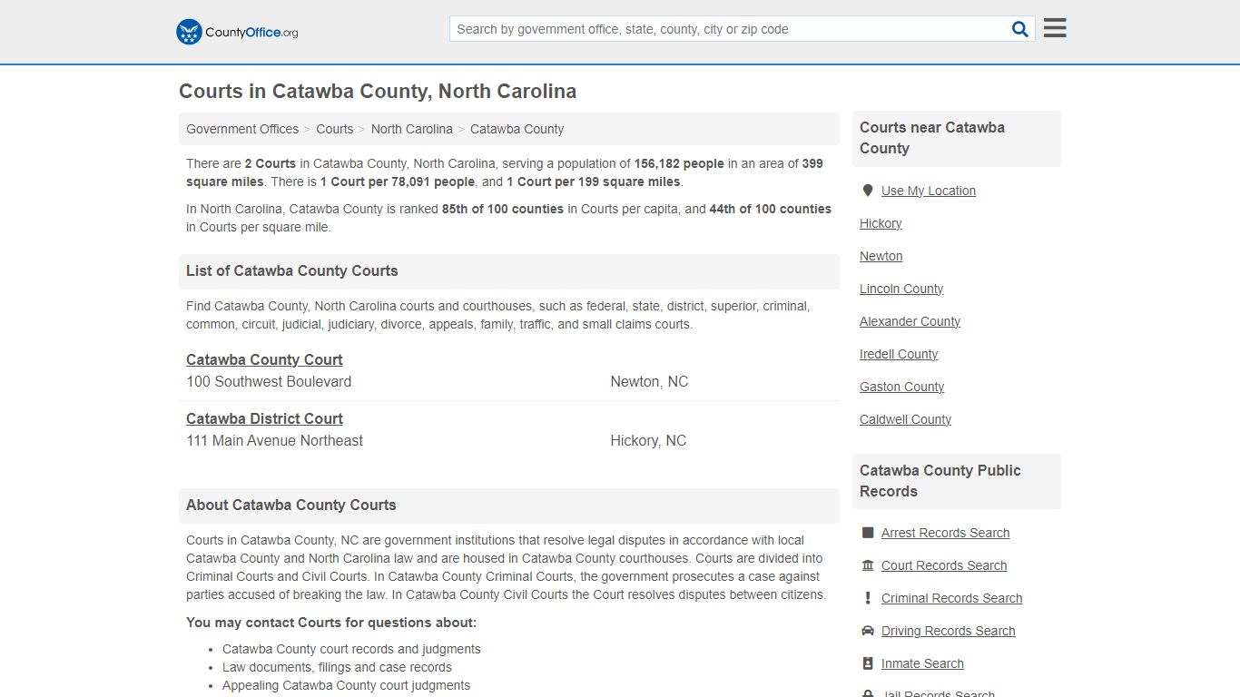 Courts - Catawba County, NC (Court Records & Calendars)